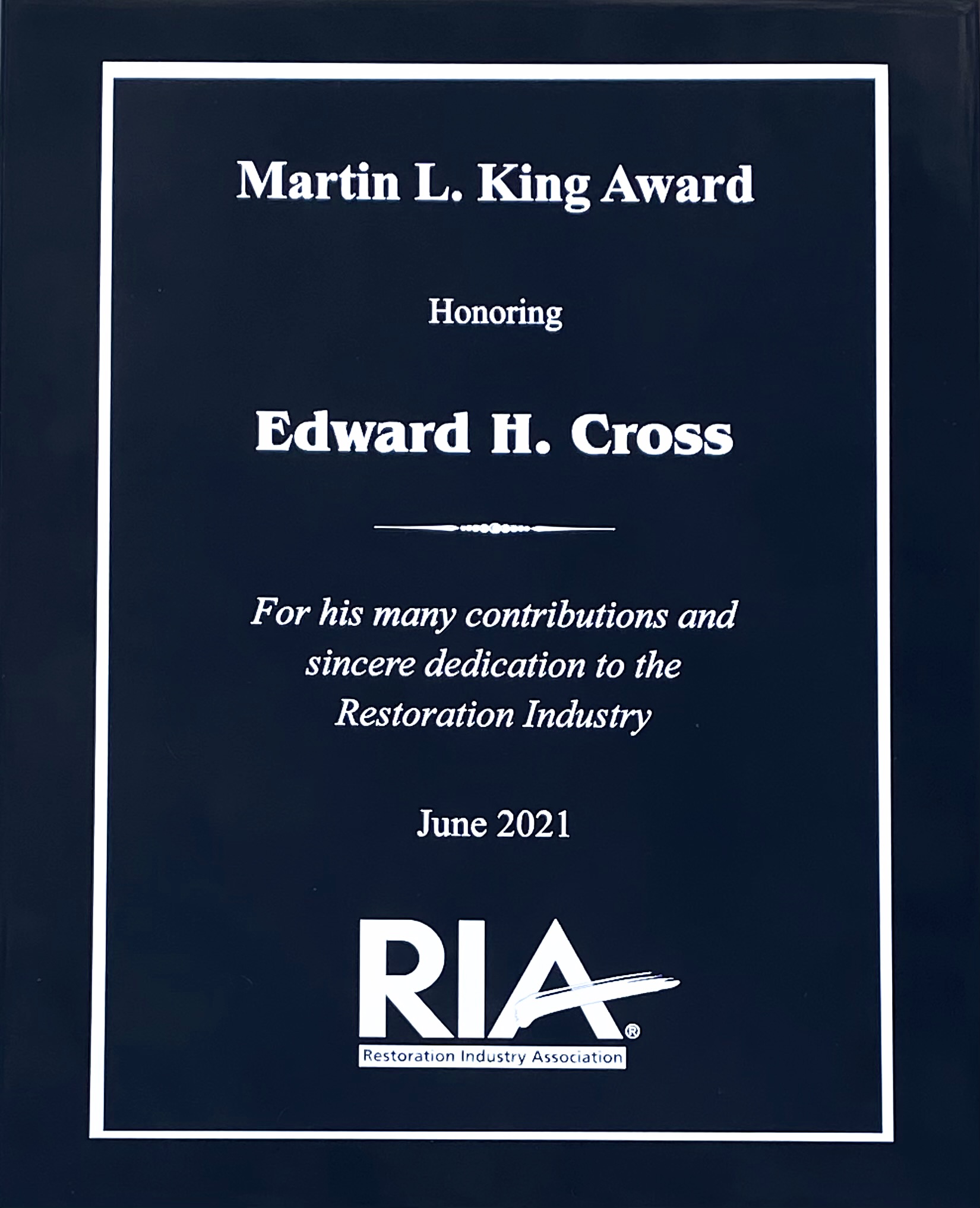 RIA MLK AWARD FOR ED CROSS