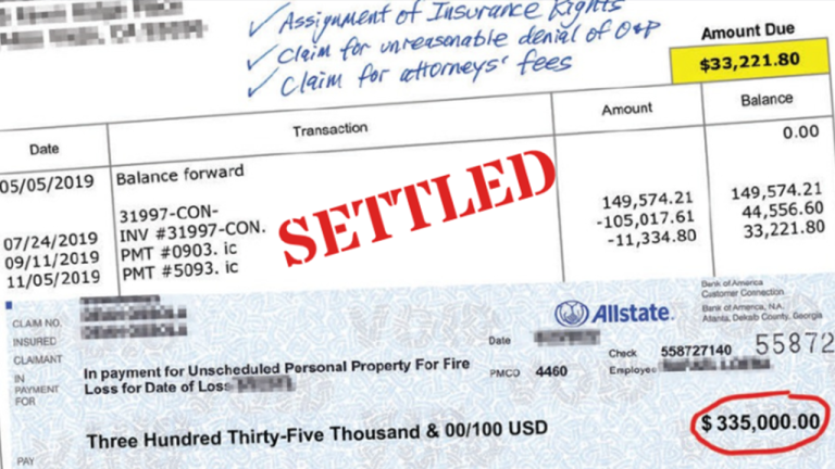 Allstate Pays Contractor $335,000 to Settle Dispute Over $33,000 Restoration Invoice – C&R